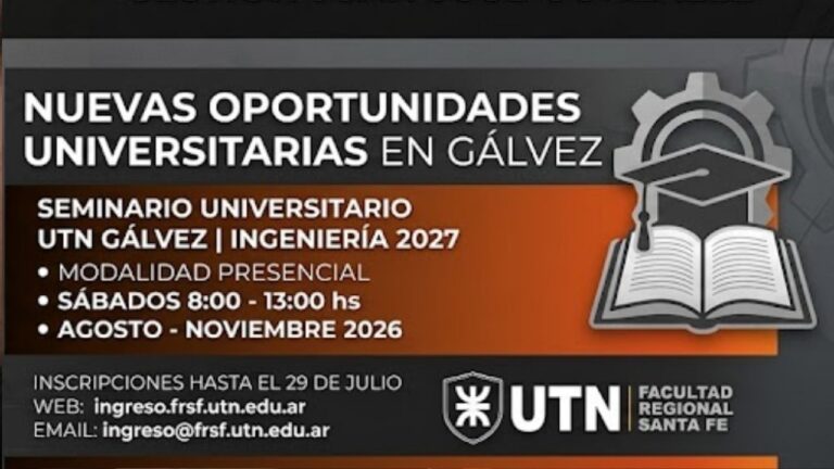 La Comuna de Díaz anuncia la apertura de inscripciones para el ingreso a la UTN en Gálvez